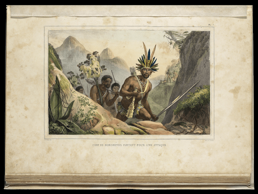 Chef de Bororenos Partant pour une Attaque. Charles Motte, 1835. Acervo da Biblioteca Nacional.